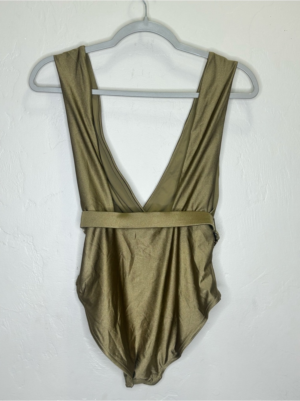 Zimmermann Olive Pattie Plunge Belted Gold Chain One-Piece Swimsuit Size 6/8 - Picture 5 of 7
